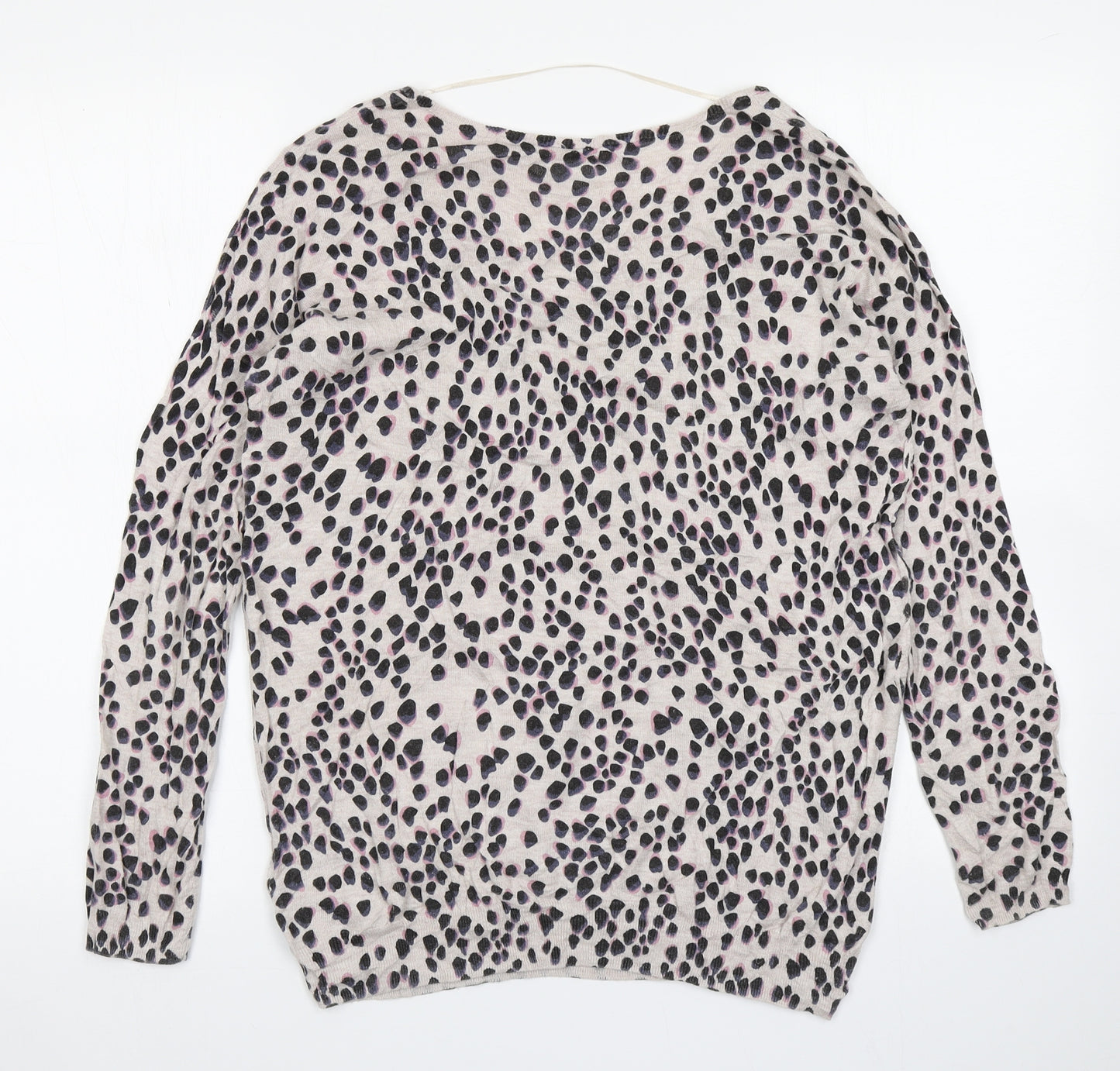 Saint Tropez Womens Brown Animal Print Knit Pullover Jumper Size XS