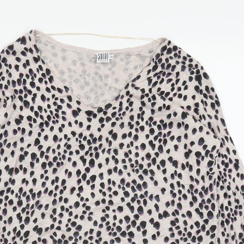 Saint Tropez Womens Brown Animal Print Knit Pullover Jumper Size XS