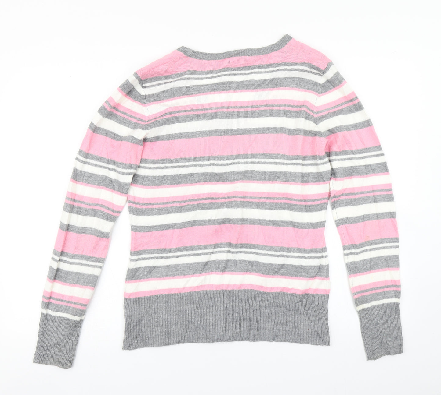 F&F Womens Grey Striped Knit Pullover Jumper Size 14