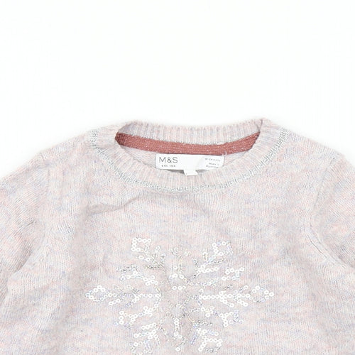 M&S Girls Pink  Knit Pullover Jumper Size 18-24 Months