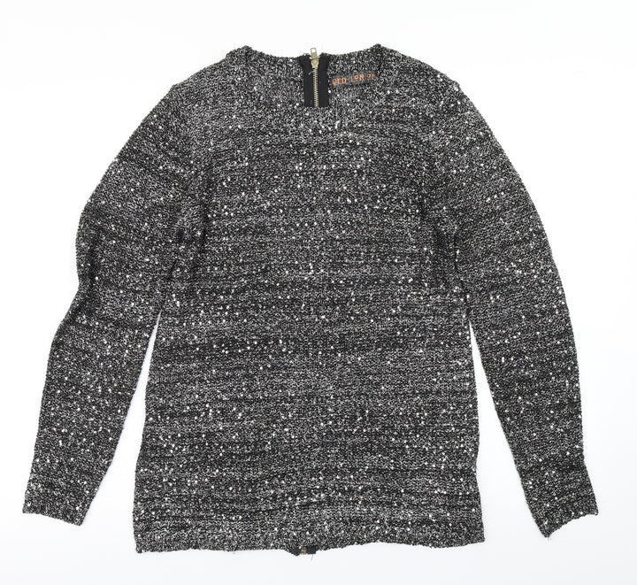 QED London Womens Silver  Knit Pullover Jumper Size M
