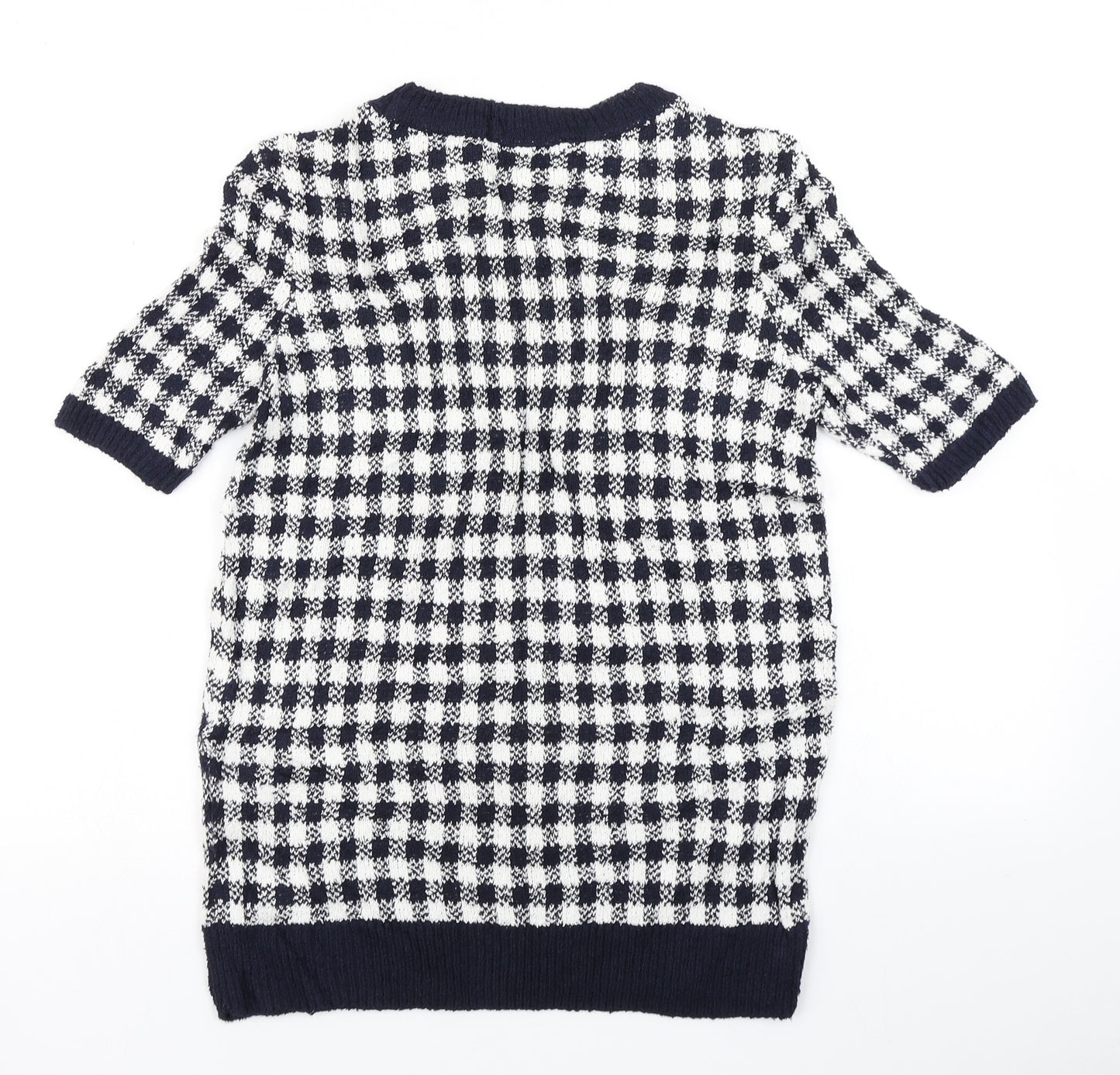 M&S collection Womens Blue Check Knit Pullover Jumper Size 10