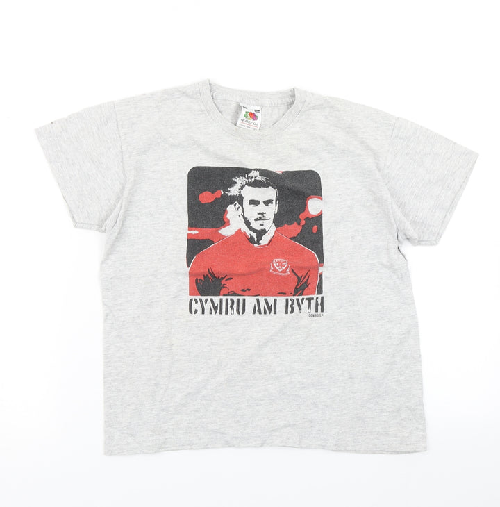 Fruit of the Loom Boys Grey   Basic T-Shirt Size 7-8 Years  - Wales Forever