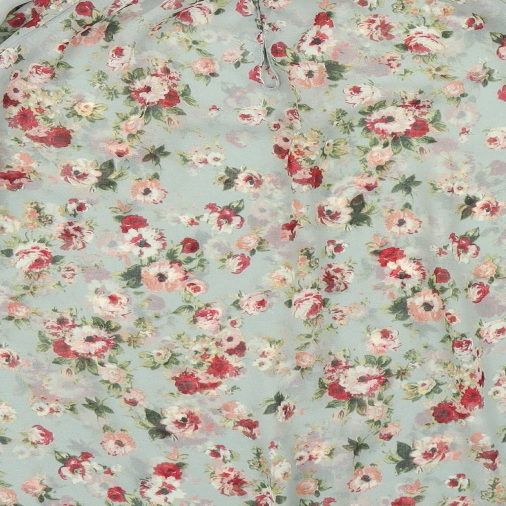 Zara Womens Blue Floral  Basic Blouse Size S
