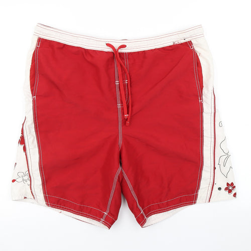 George Mens Red Floral  Athletic Shorts Size M