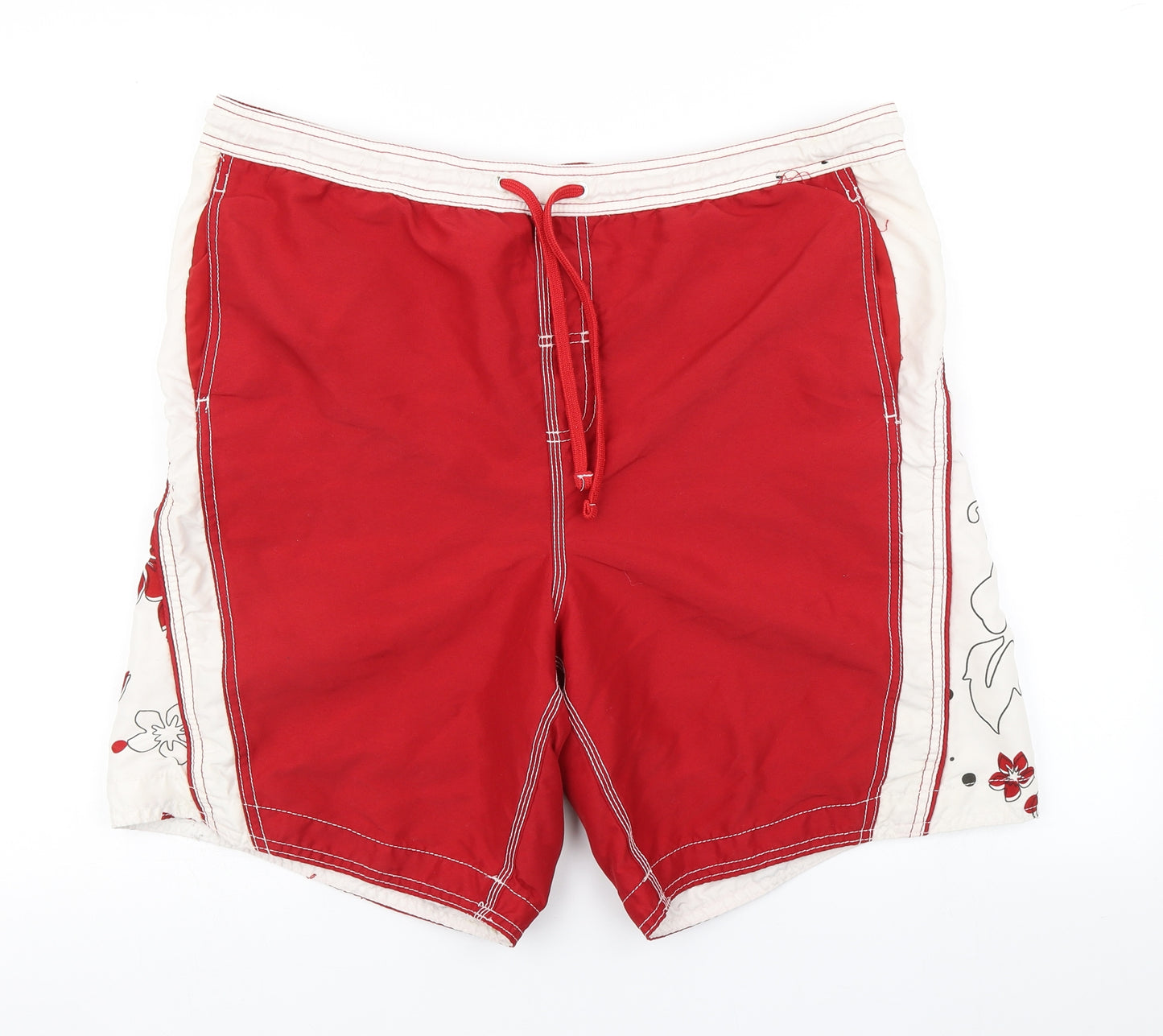 George Mens Red Floral  Athletic Shorts Size M