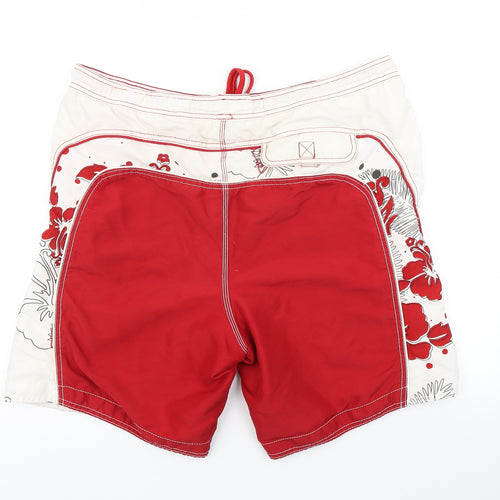 George Mens Red Floral  Athletic Shorts Size M