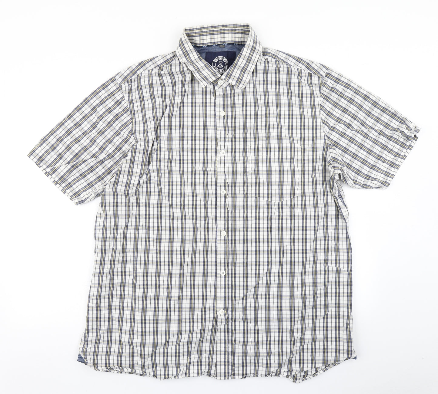 George Mens Blue Plaid   Button-Up Size 2XL