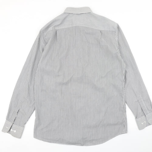 M&S Collection Mens Grey Striped   Dress Shirt Size 16