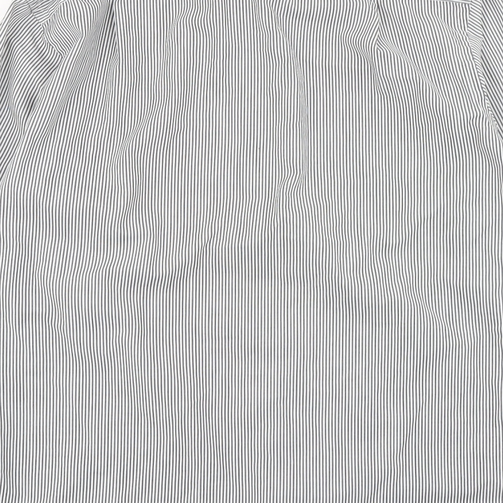 M&S Collection Mens Grey Striped   Dress Shirt Size 16