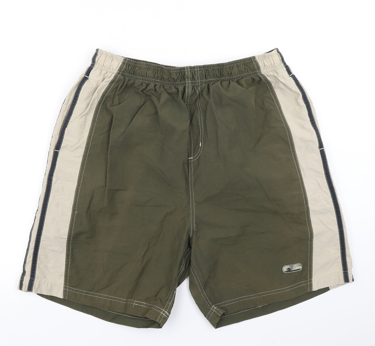 S Mens Green Colourblock  Athletic Shorts Size XL