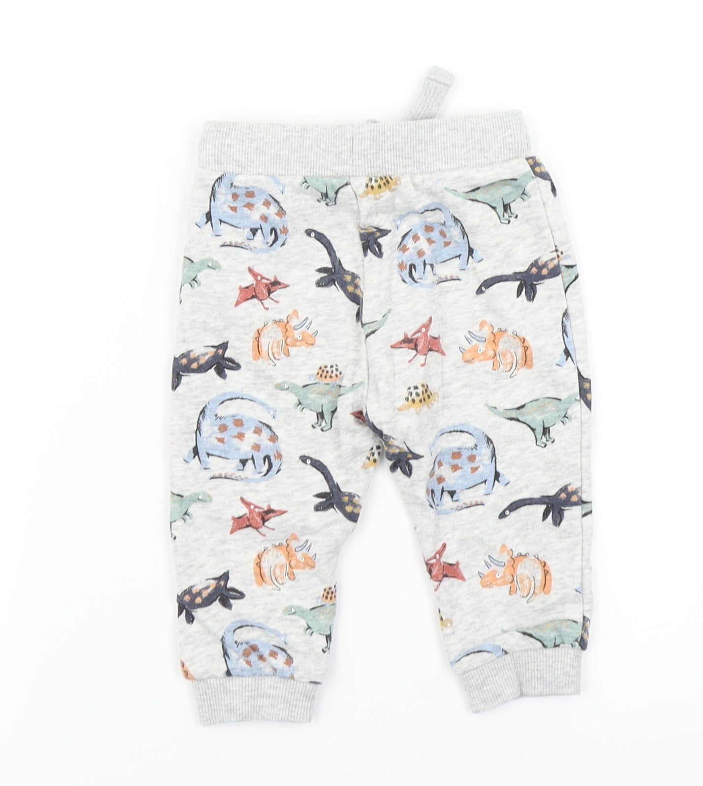 Fred & Flo Boys Grey   Jogger Trousers Size 6-9 Months  - Dinosaur print