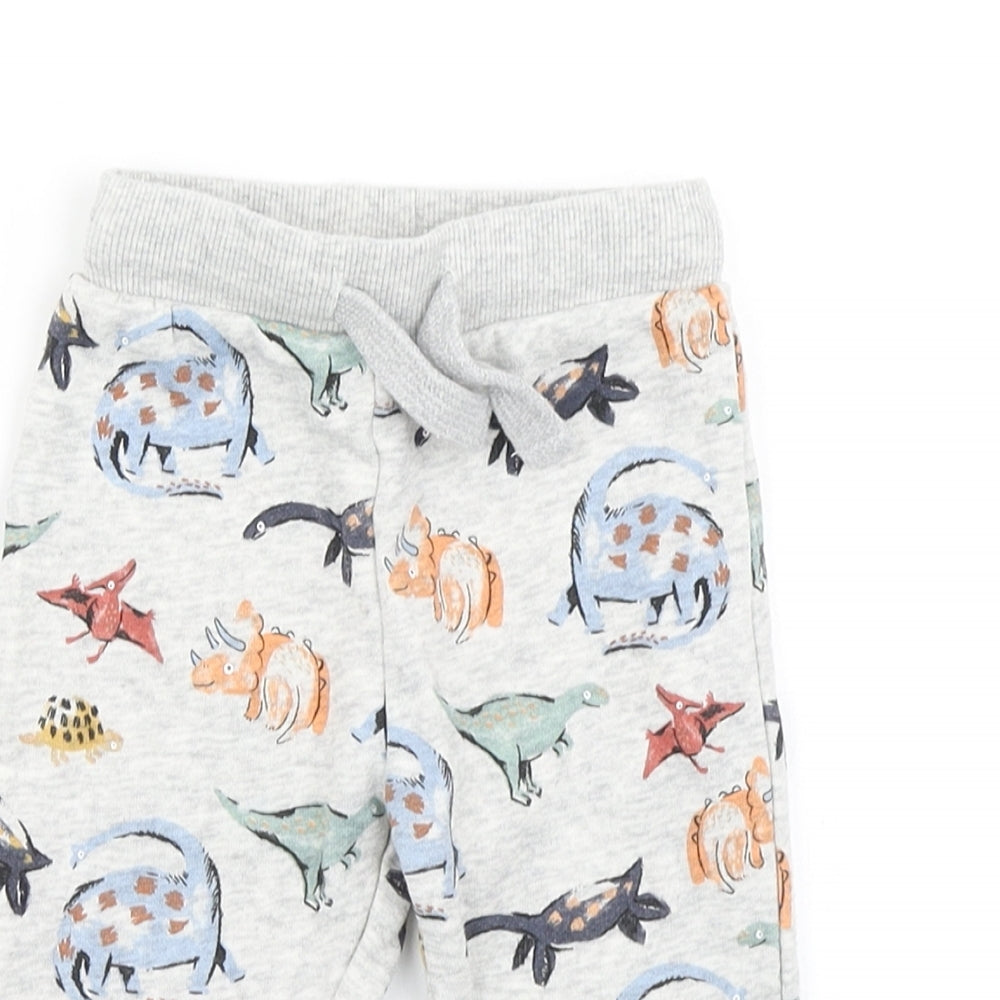 Fred & Flo Boys Grey   Jogger Trousers Size 6-9 Months  - Dinosaur print