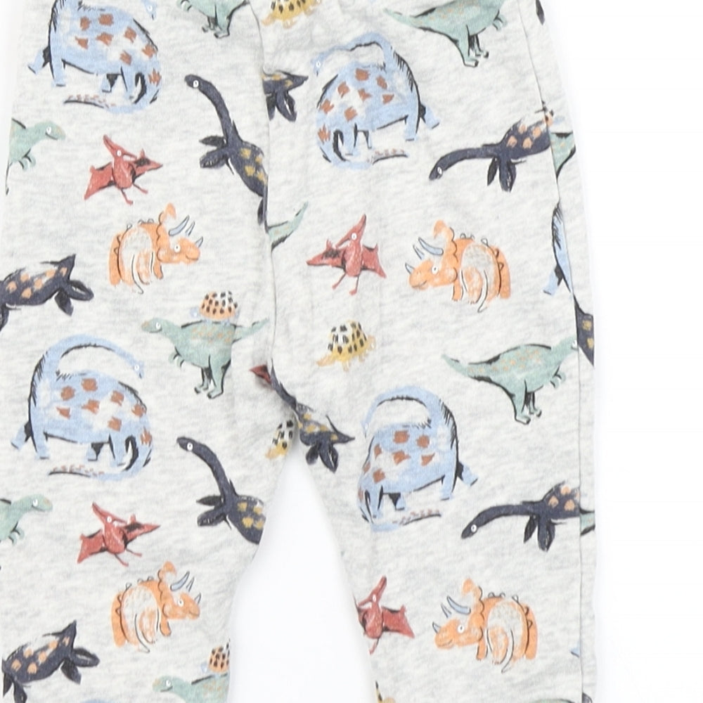 Fred & Flo Boys Grey   Jogger Trousers Size 6-9 Months  - Dinosaur print