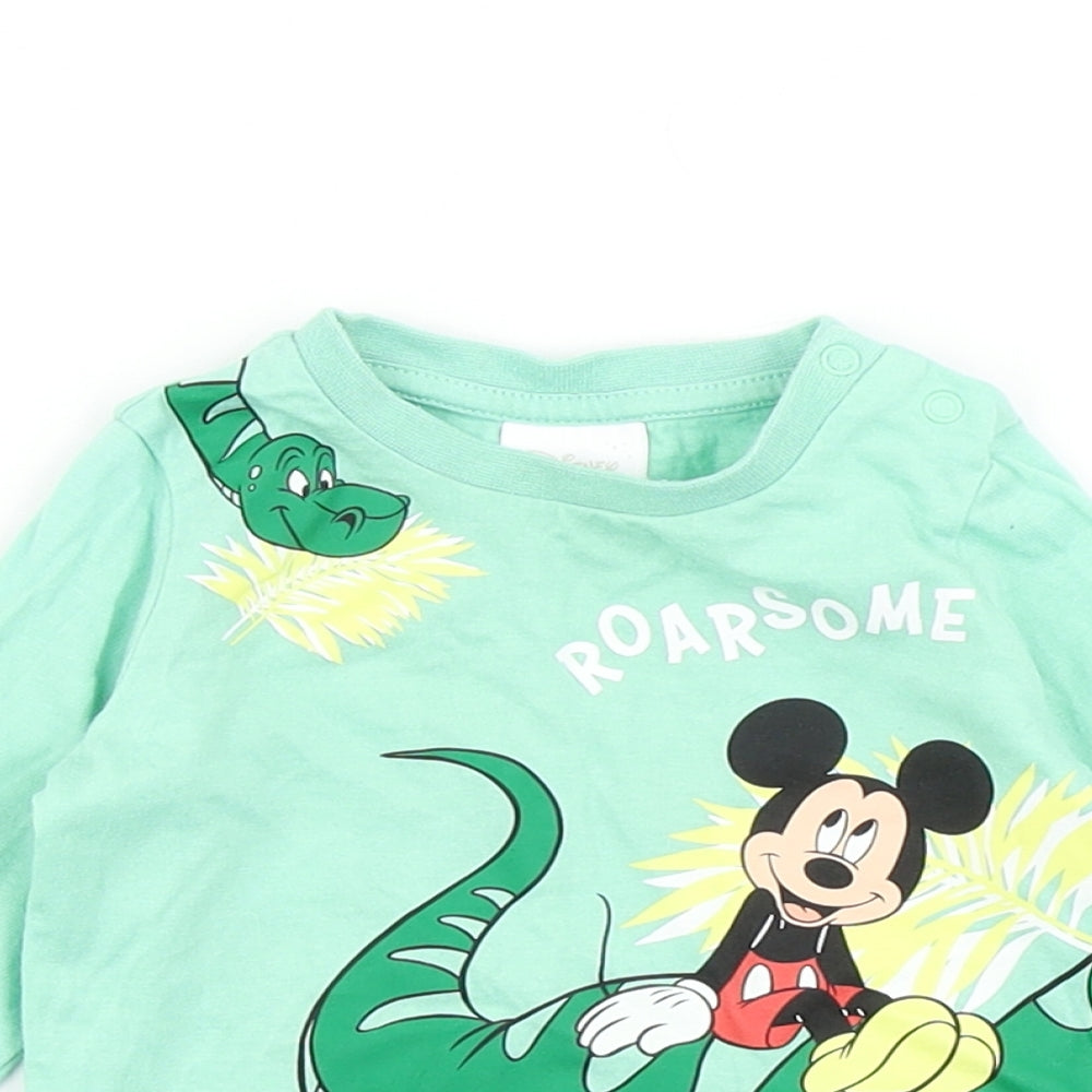 Disney Baby Boys Green   Basic T-Shirt Size 3-6 Months  - Mickey Mouse