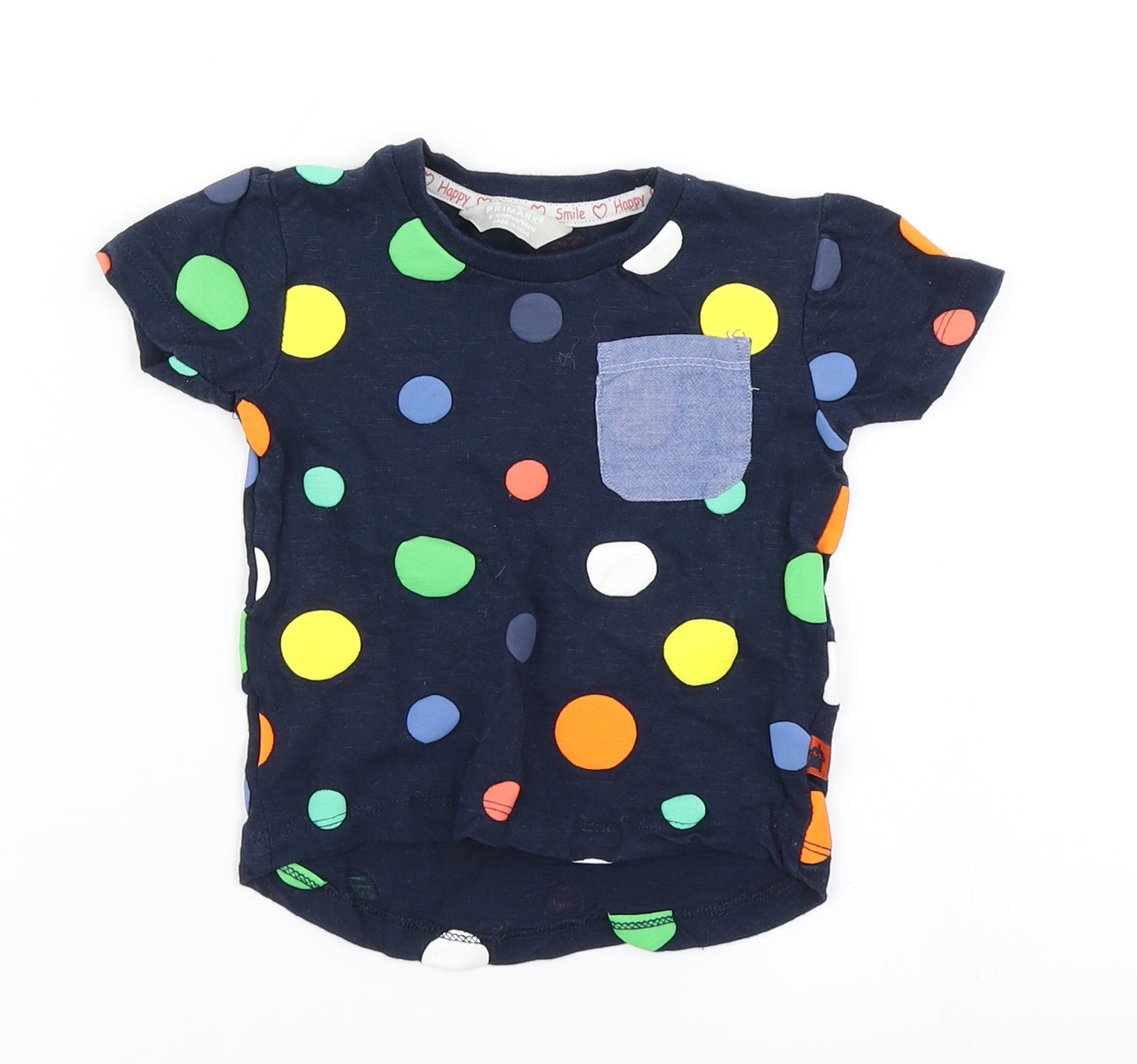 Primark Boys Blue Polka Dot  Basic T-Shirt Size 9-12 Months