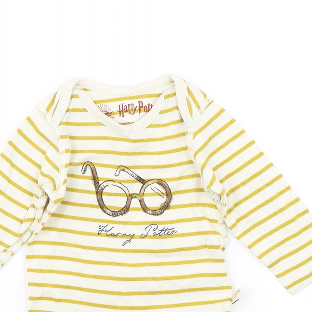 M&S Boys Yellow Striped  Romper One-Piece Size 6-9 Months