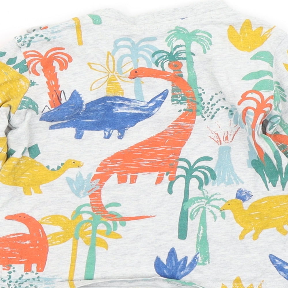 M&S Boys Grey   Basic T-Shirt Size 9-12 Months  - dinosaur print