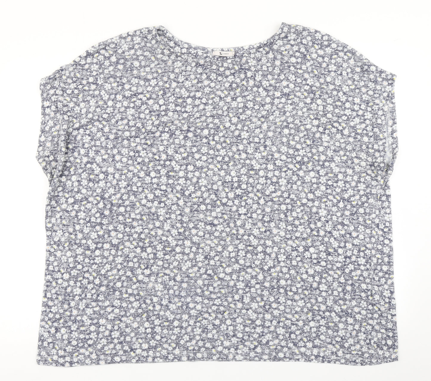 TU Womens Grey Floral  Basic T-Shirt Size 24