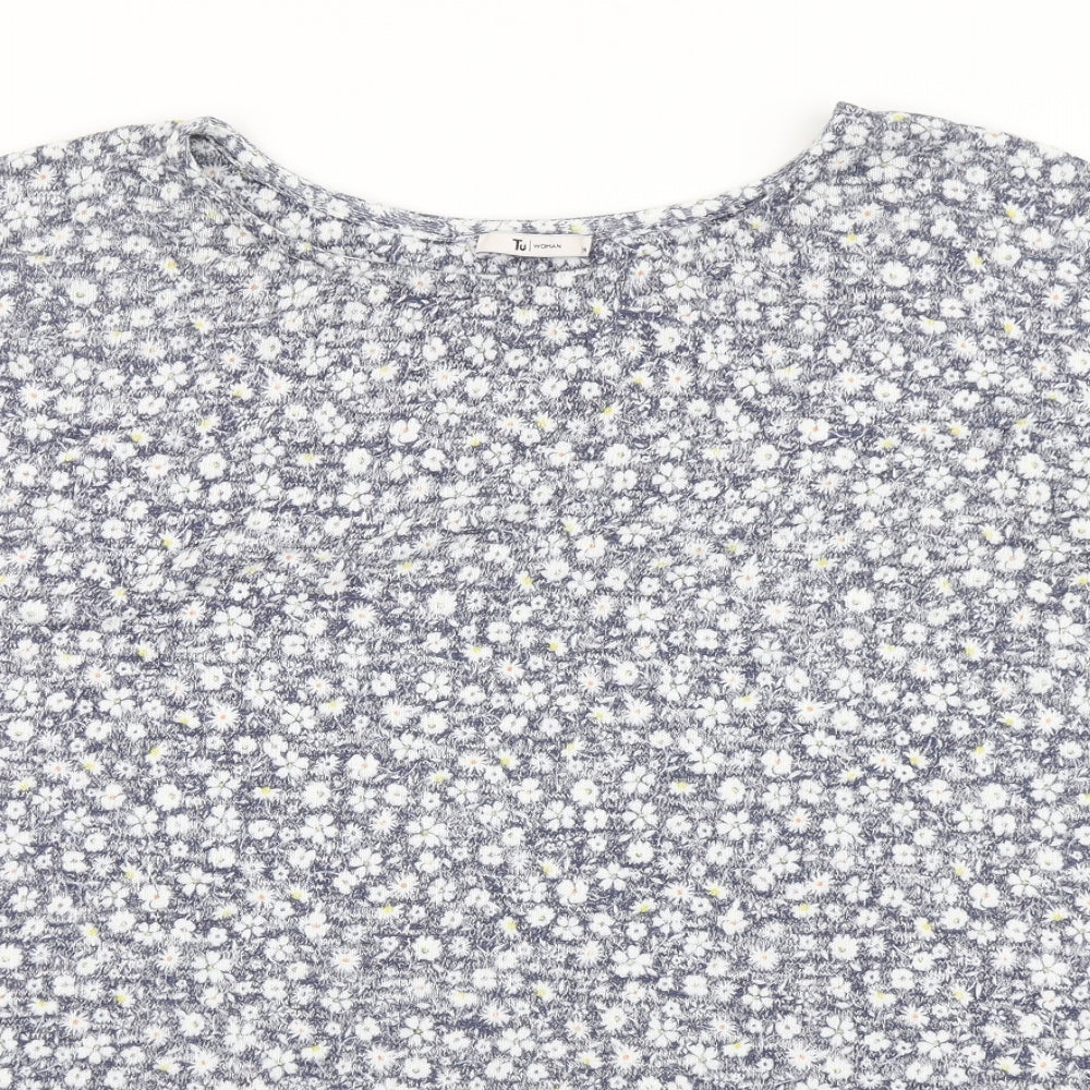 TU Womens Grey Floral  Basic T-Shirt Size 24