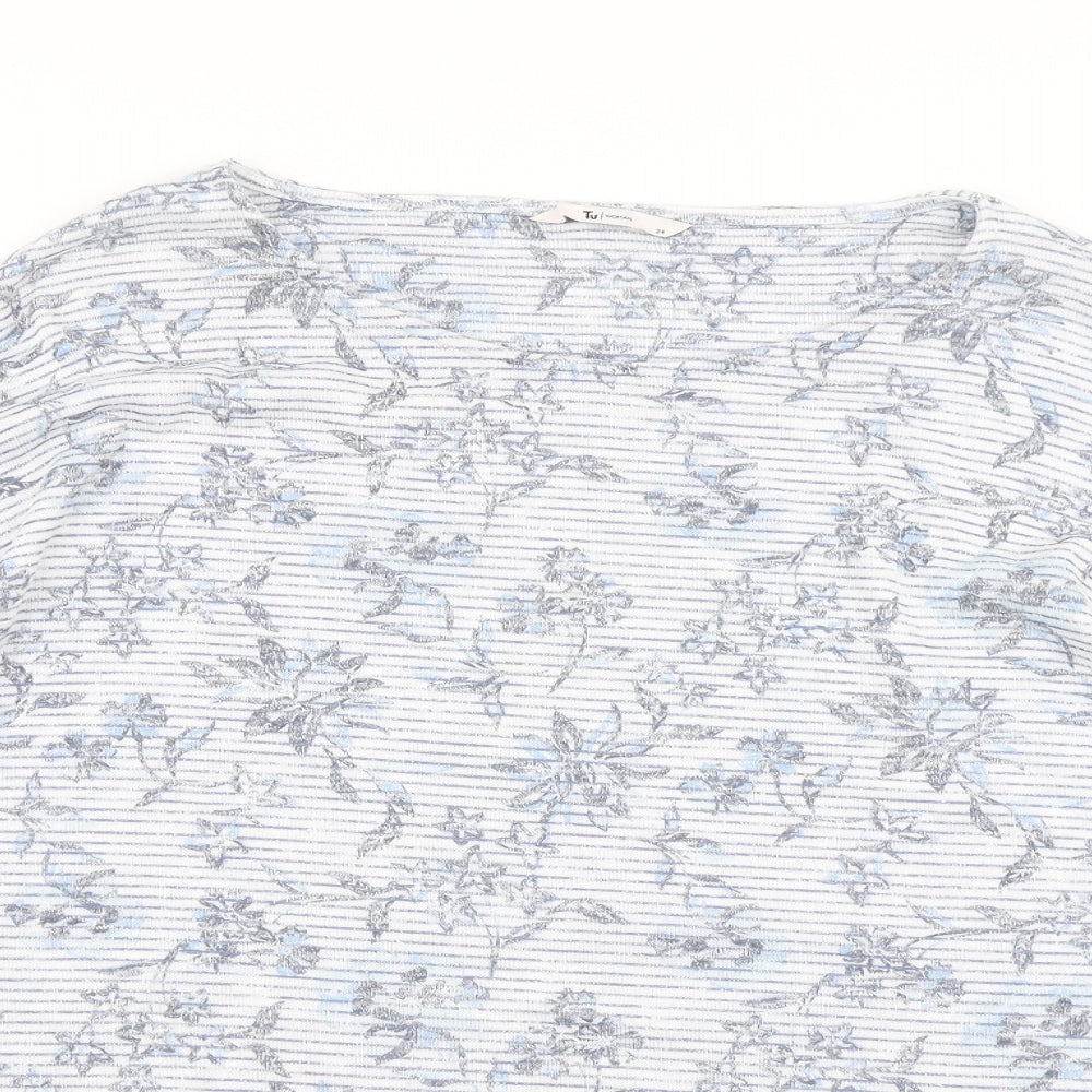 TU Womens Blue Floral  Basic T-Shirt Size 24