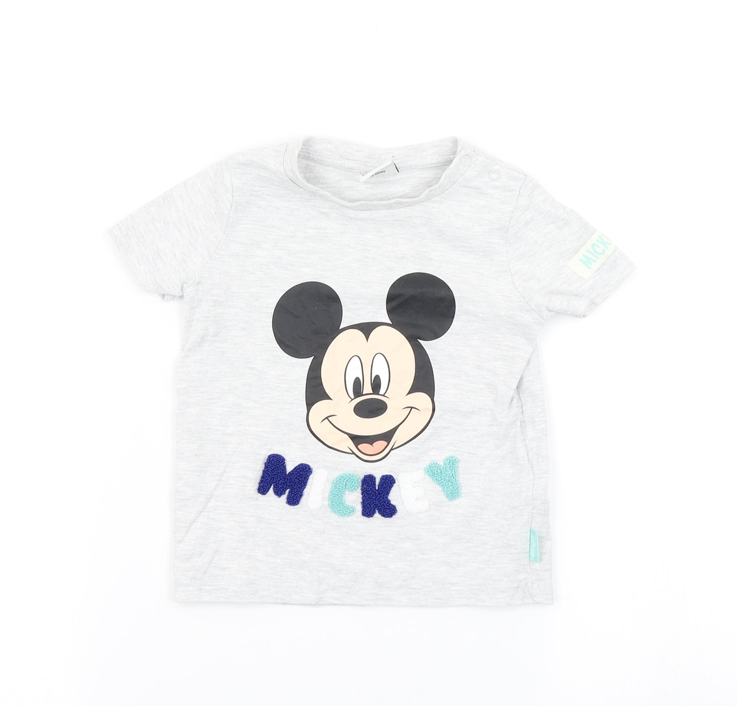 Disney Baby Boys Grey   Basic T-Shirt Size 9-12 Months  - Mickey Mouse