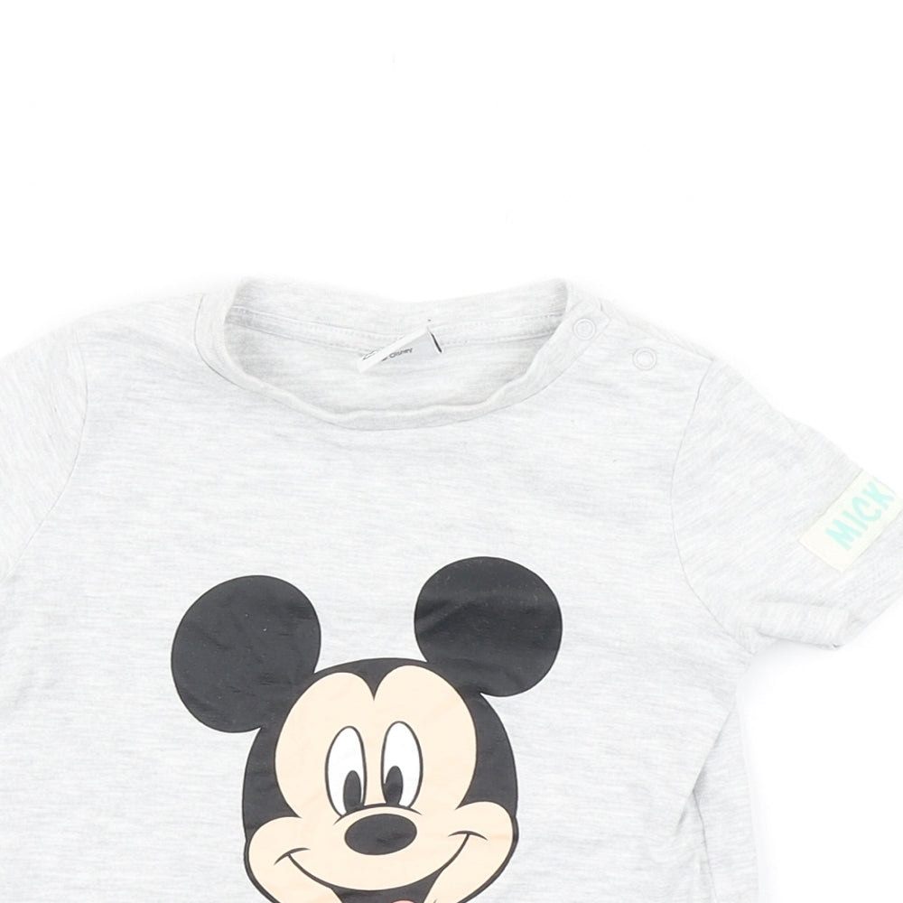 Disney Baby Boys Grey   Basic T-Shirt Size 9-12 Months  - Mickey Mouse