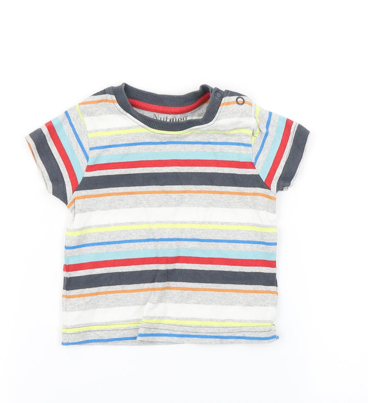 Nutmeg Boys Grey Striped  Basic T-Shirt Size 3-6 Months