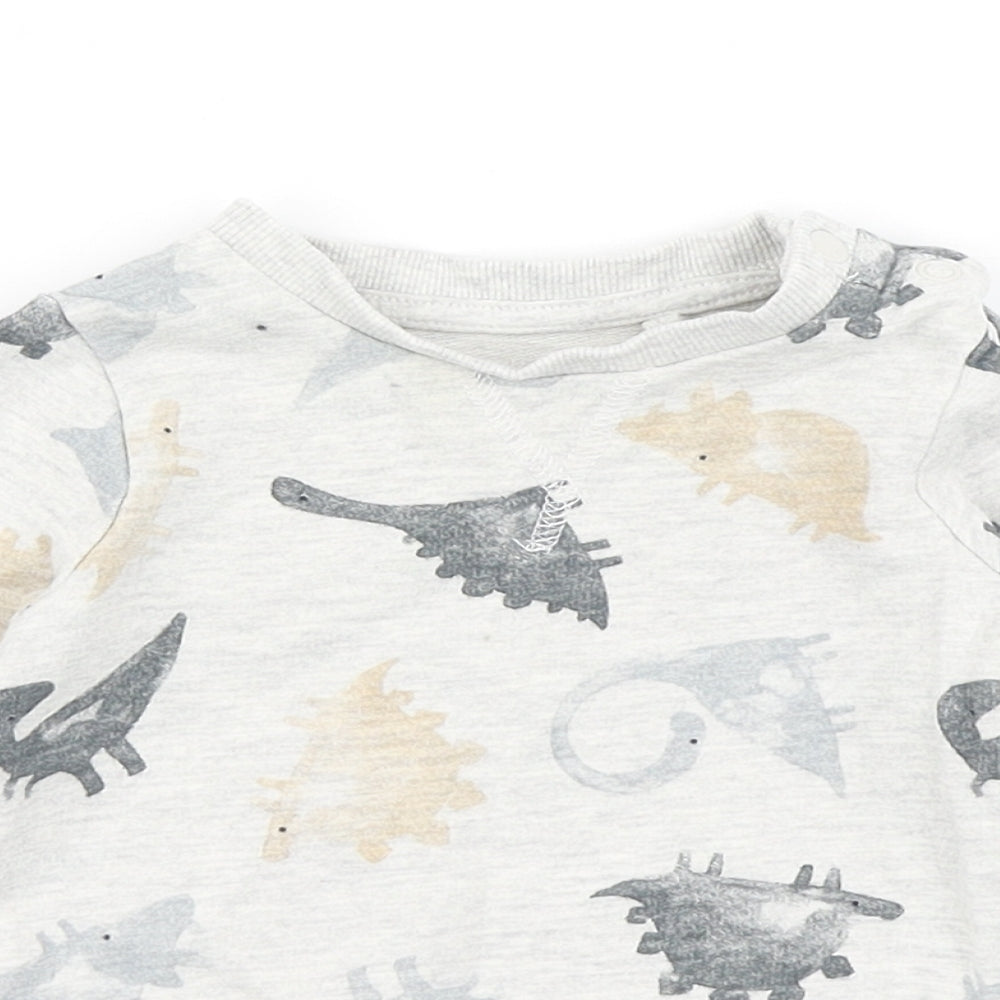 TU Boys Grey   Pullover T-Shirt Size 3-6 Months  - Dinosaur print