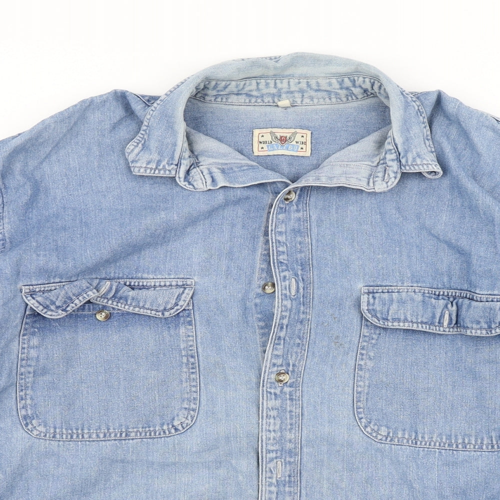 Gazebo Mens Blue  Denim  Button-Up Size M