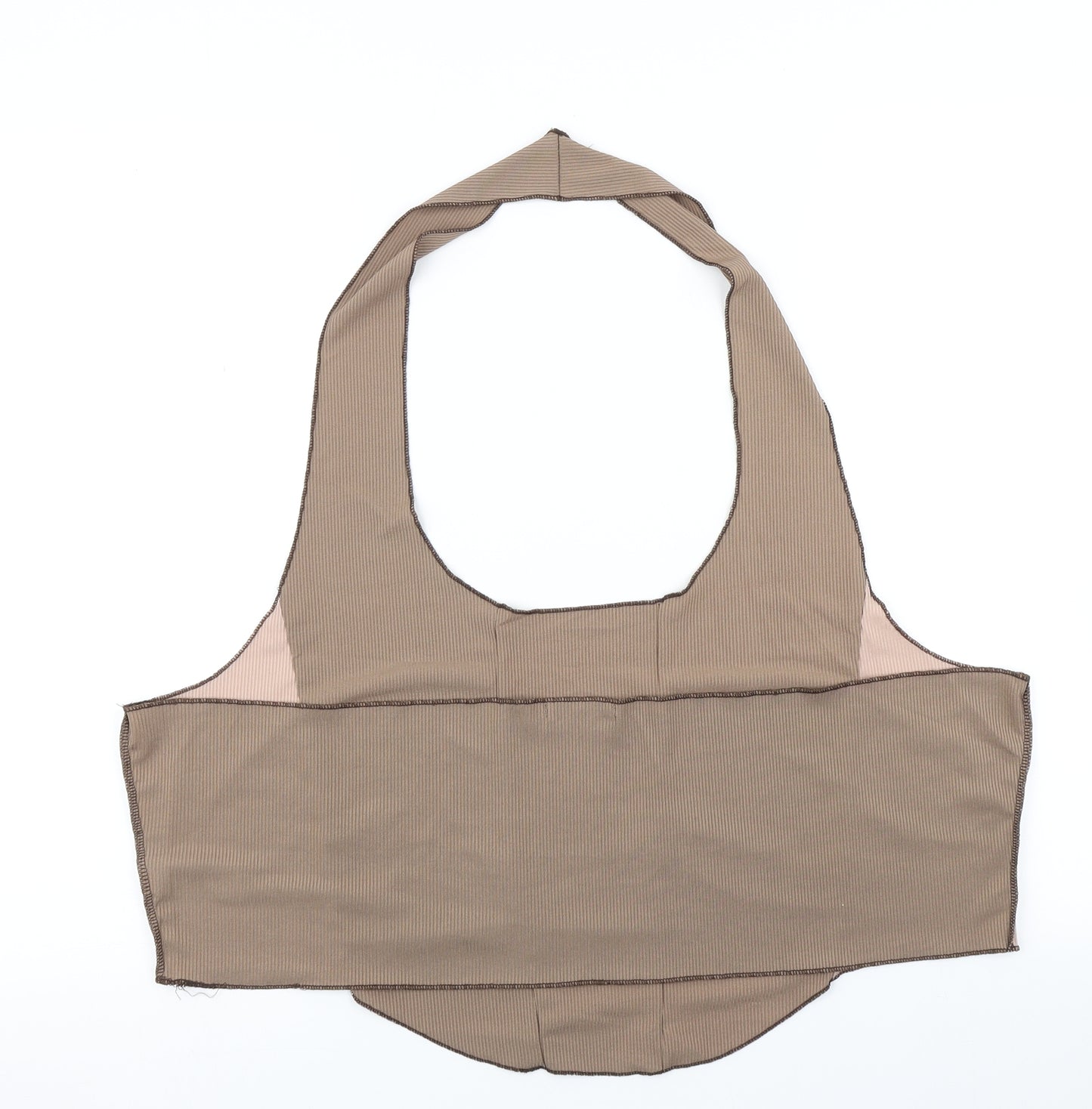 PRETTYLITTLETHING Womens Brown Colourblock  Cropped Tank Size 30