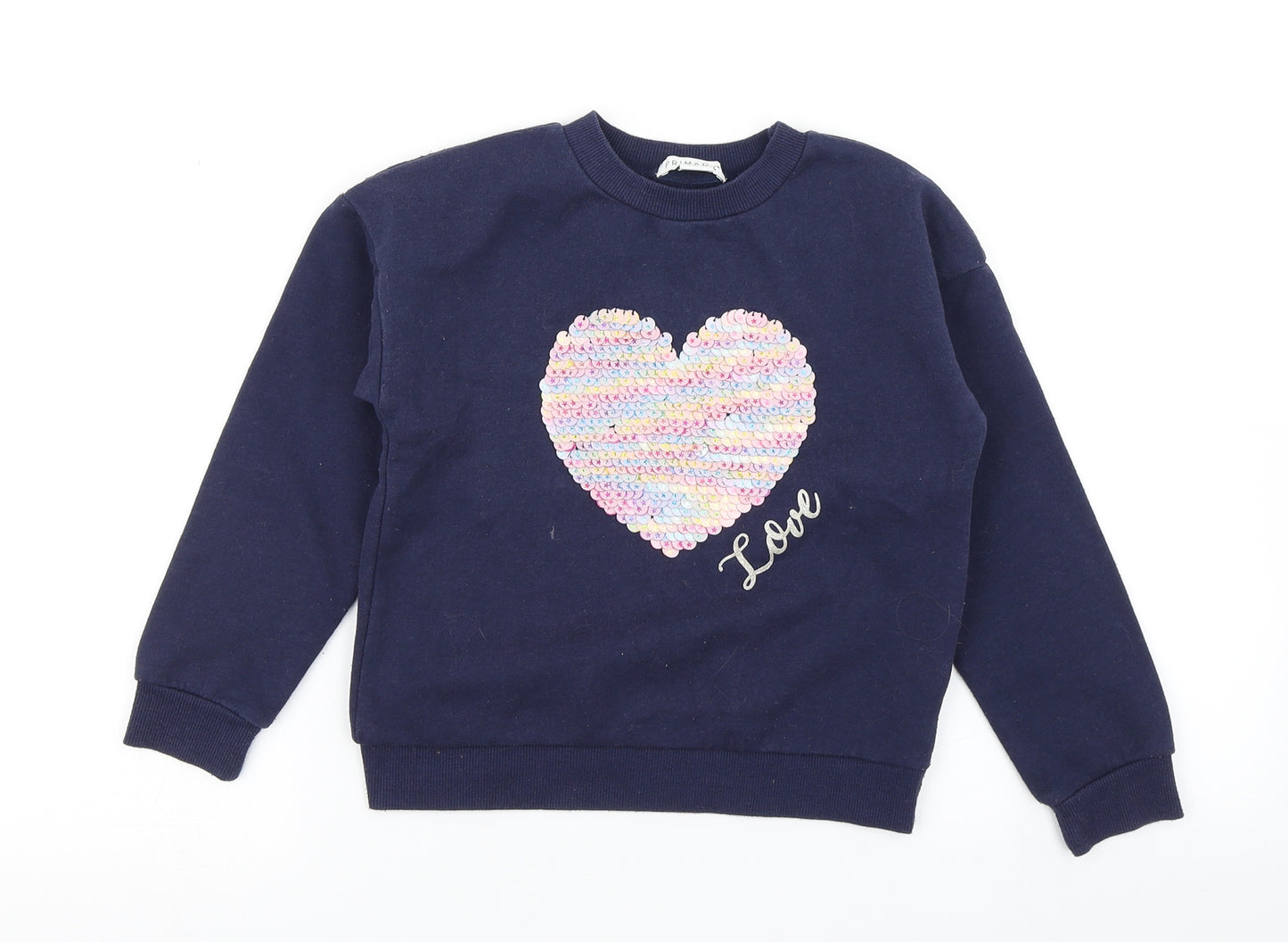 Primark Girls Blue   Pullover Sweatshirt Size 6-7 Years  - Reversible sequins