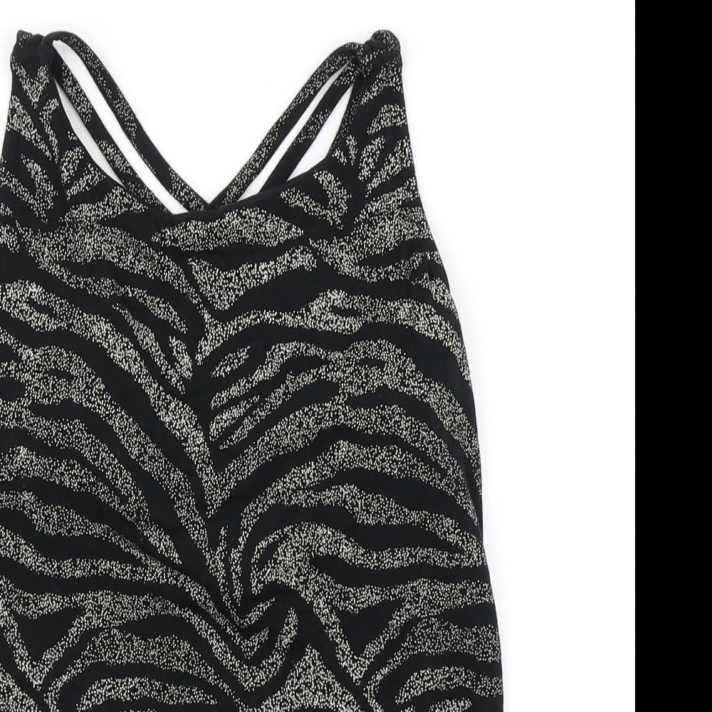 Step n Pump Womens Black Animal Print  Basic Tank Size M