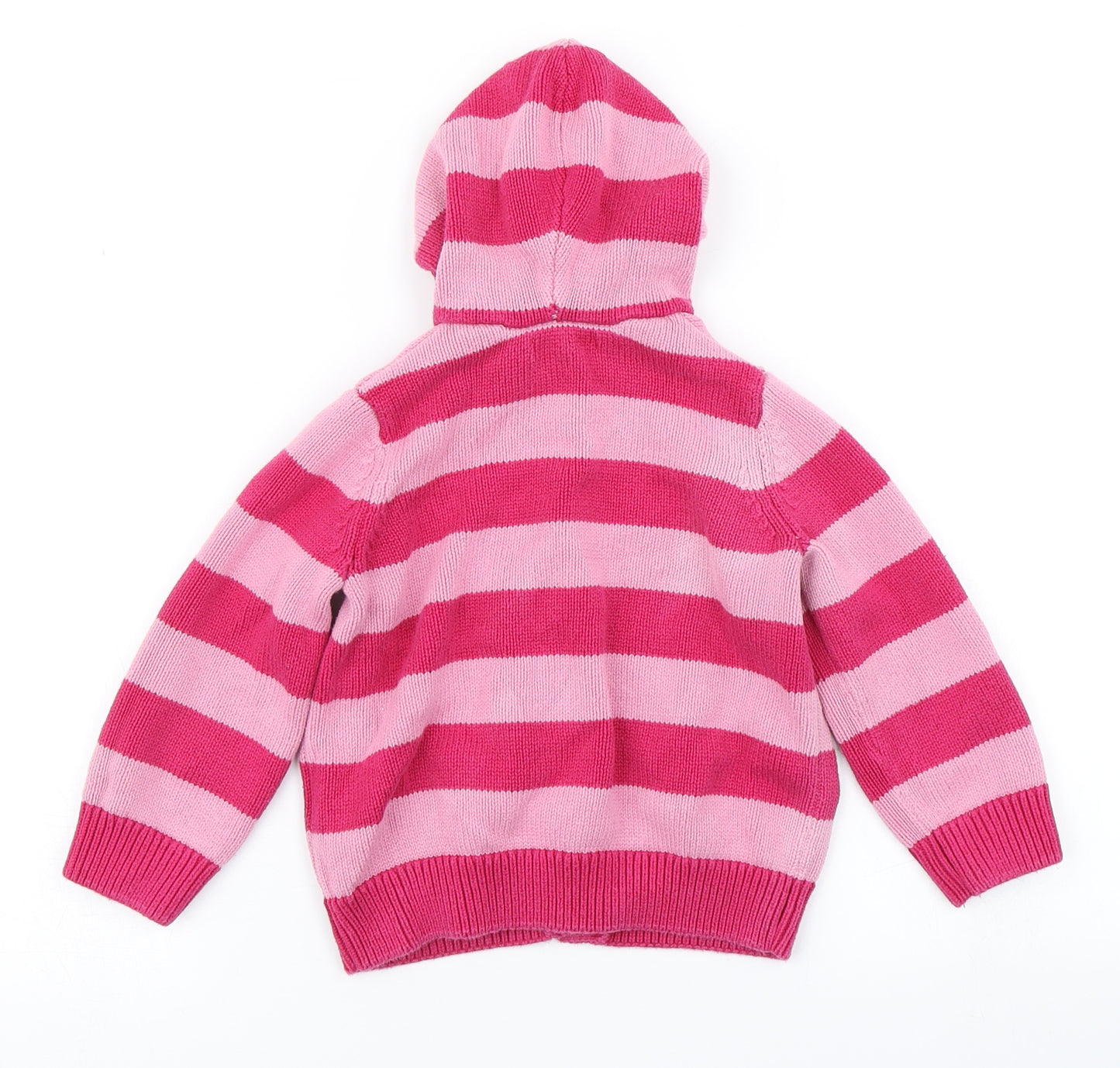 Bluezoo Girls Pink Striped Knit Cardigan Jumper Size 3-4 Years