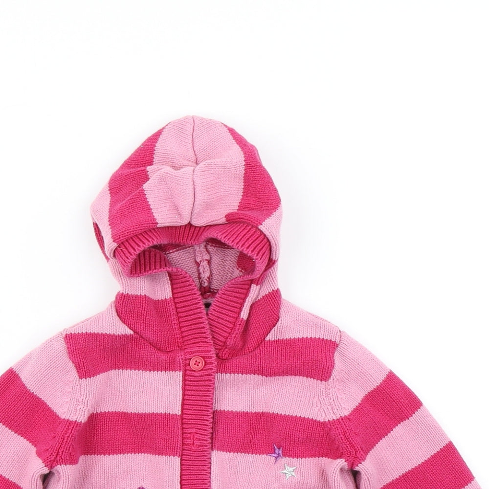 Bluezoo Girls Pink Striped Knit Cardigan Jumper Size 3-4 Years
