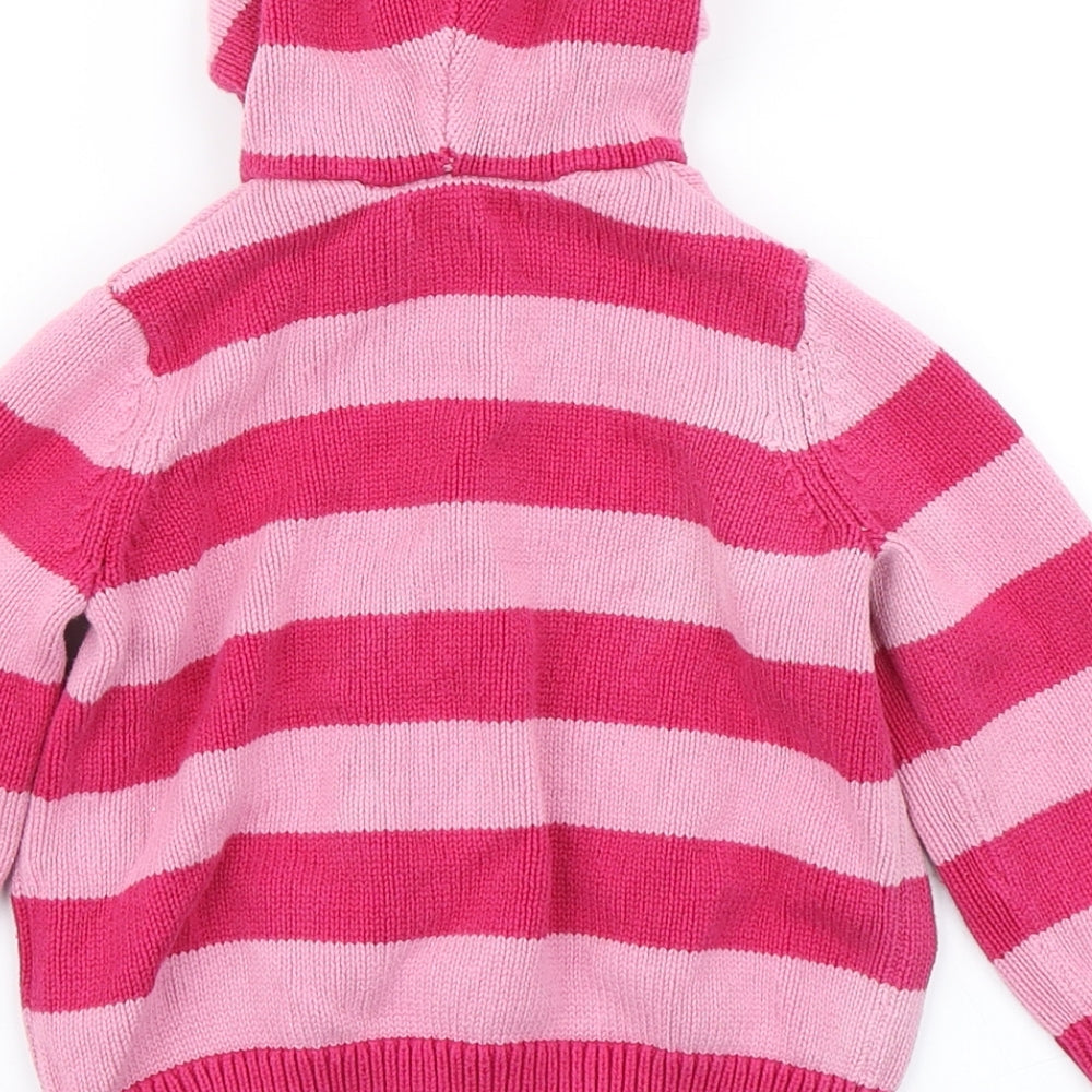 Bluezoo Girls Pink Striped Knit Cardigan Jumper Size 3-4 Years