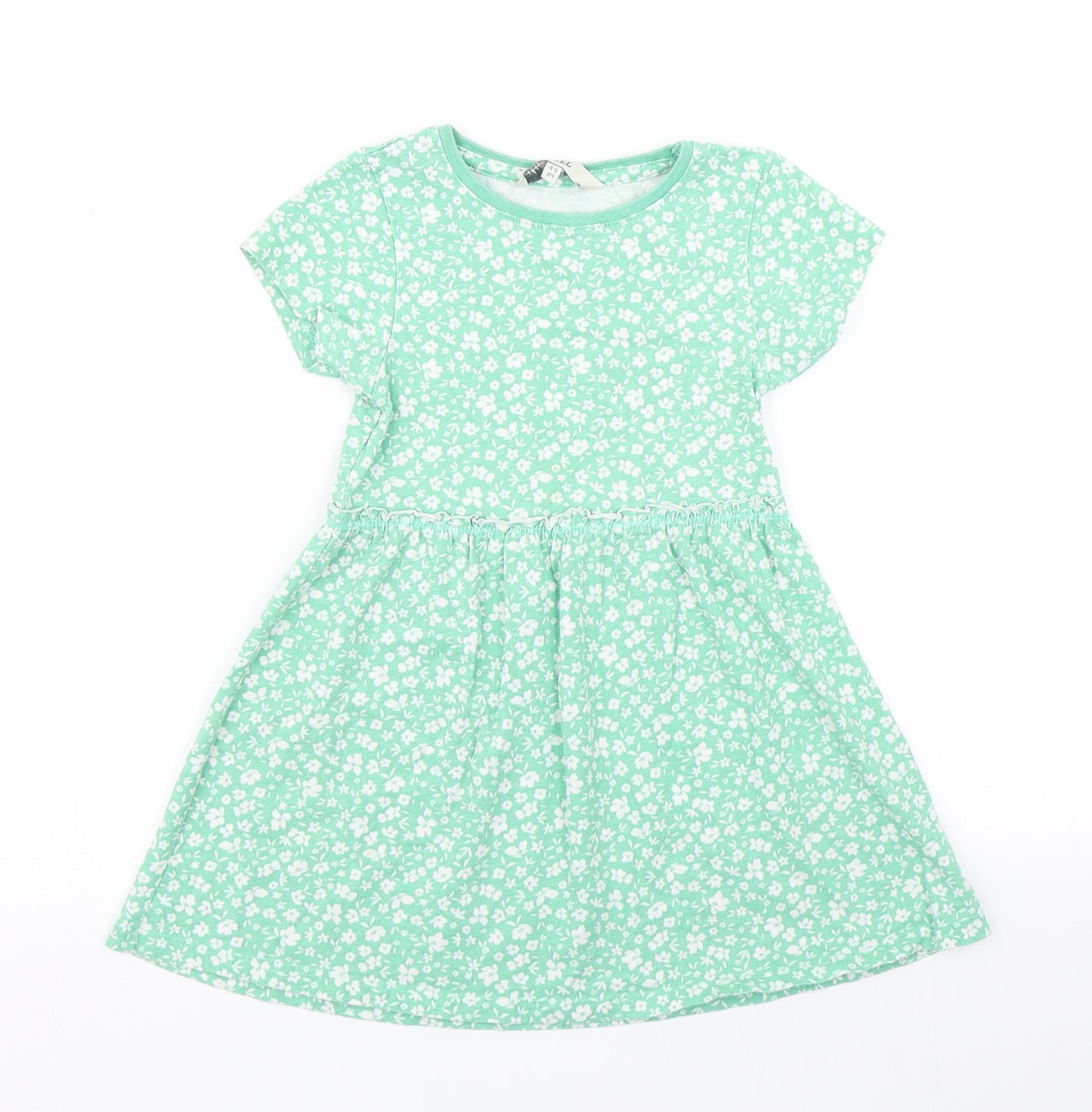 E-vie Angel Girls Green Floral  Skater Dress  Size 4-5 Years