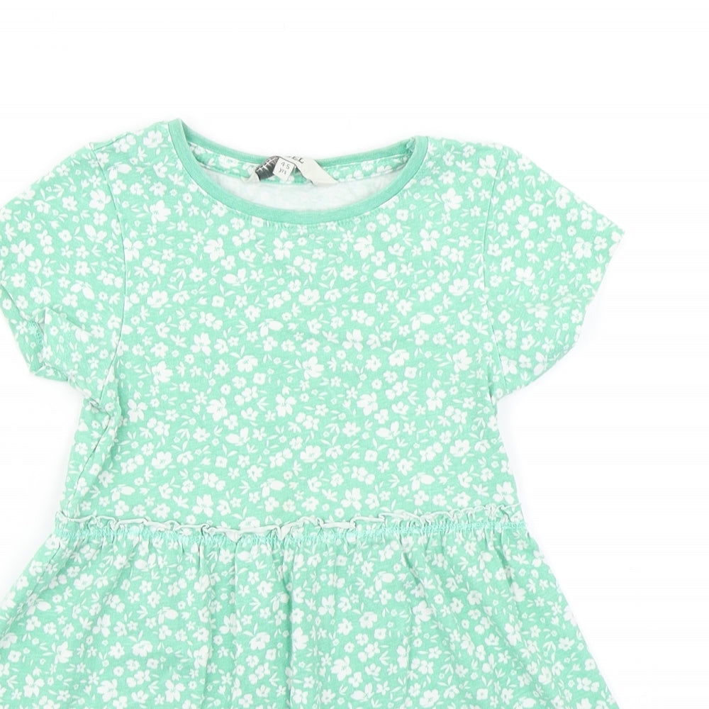 E-vie Angel Girls Green Floral  Skater Dress  Size 4-5 Years