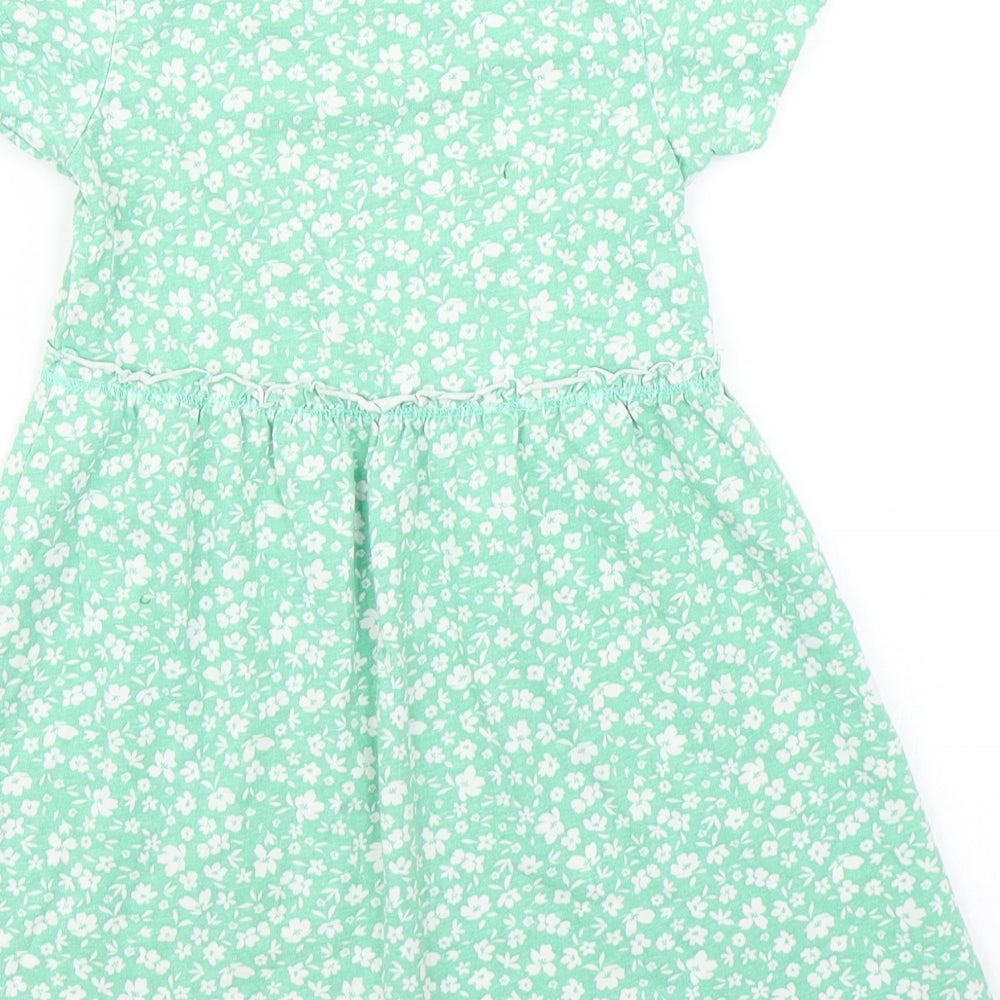 E-vie Angel Girls Green Floral  Skater Dress  Size 4-5 Years