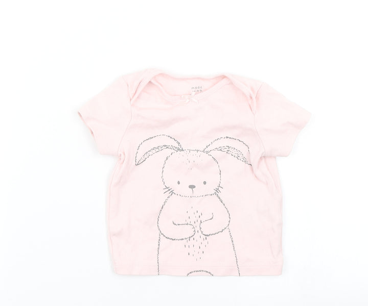 Fred & Flo Girls Pink Basic T-Shirt Size 6-9 Months