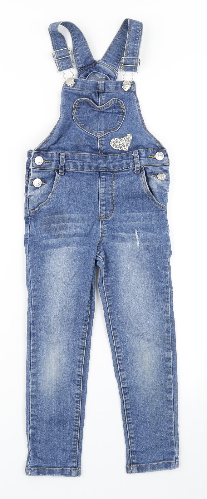 Denim Co Girls Blue  Denim Dungaree One-Piece Size 5-6 Years