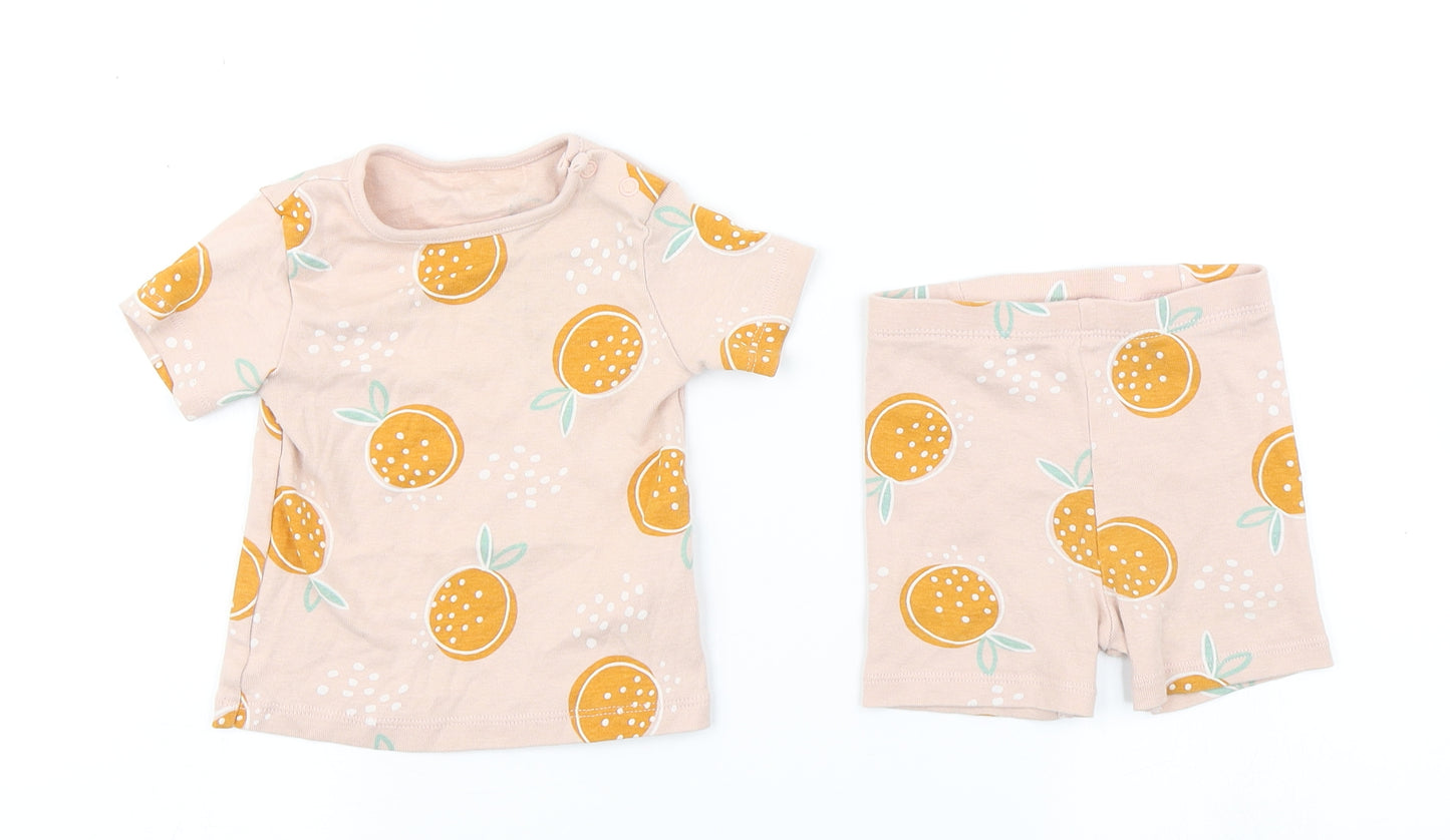 TU Girls Brown Polka Dot  Shorts Set Outfit/Set Size 6-9 Months  - Oranges