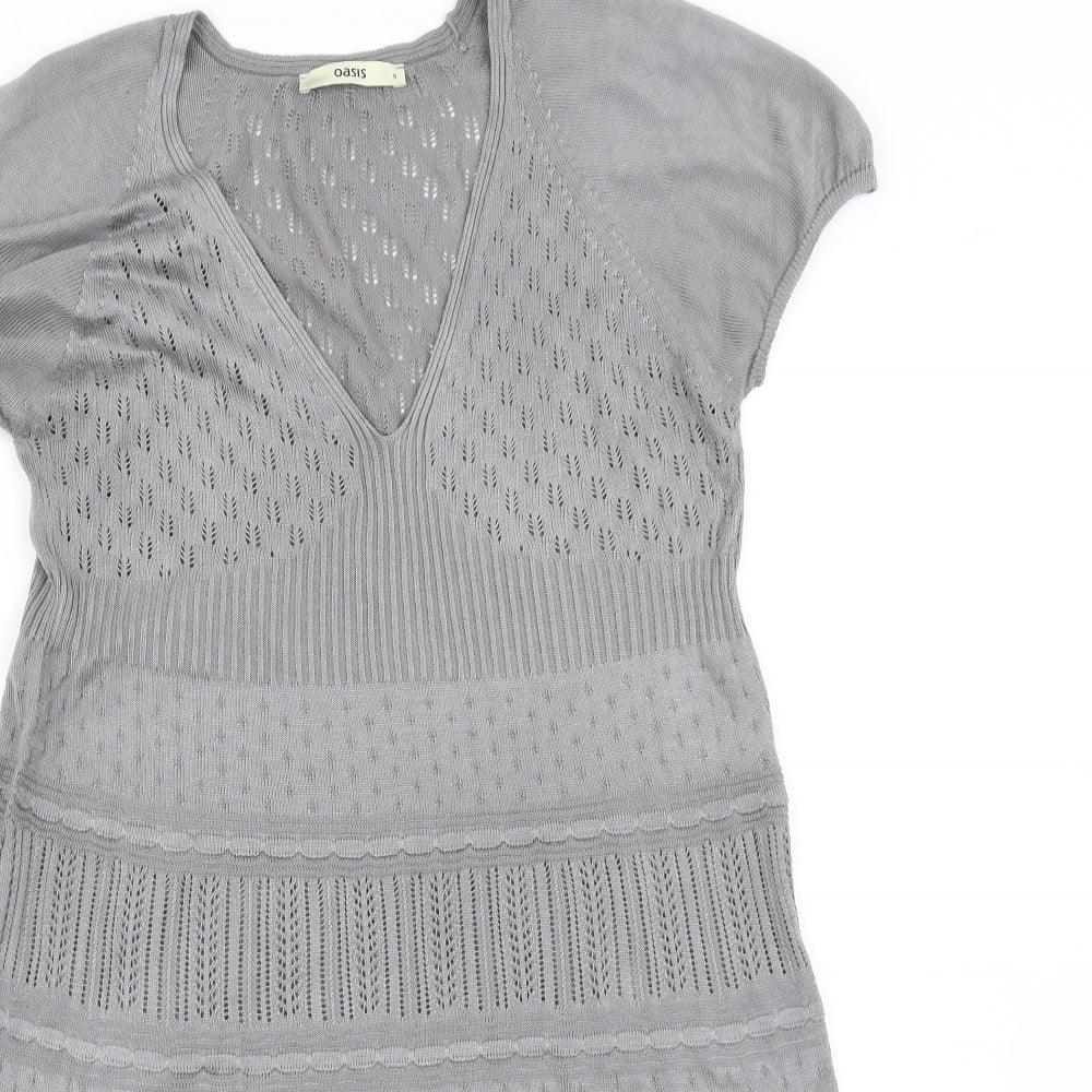 Oasis Womens Grey  Knit Skater Dress  Size S
