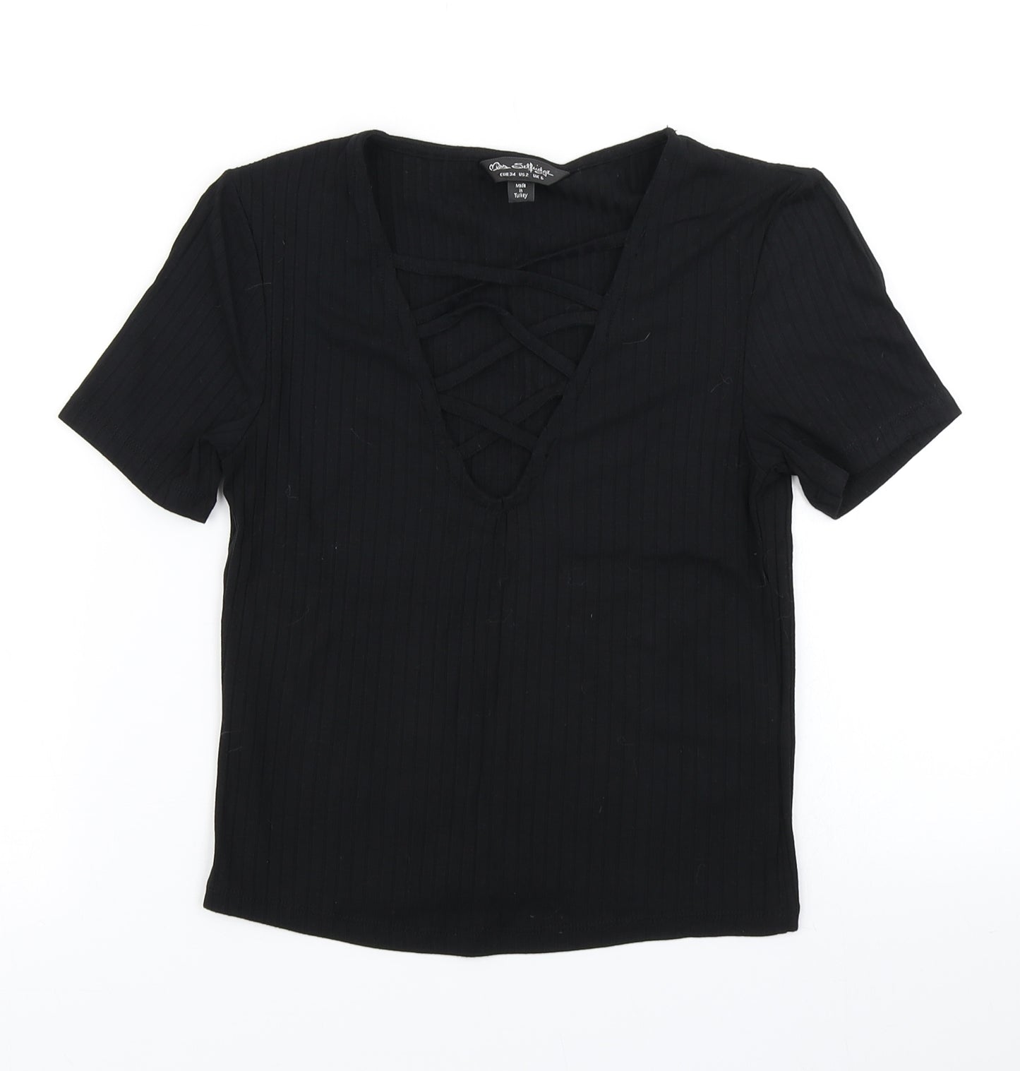 Miss Selfridge Womens Black   Cropped T-Shirt Size 6