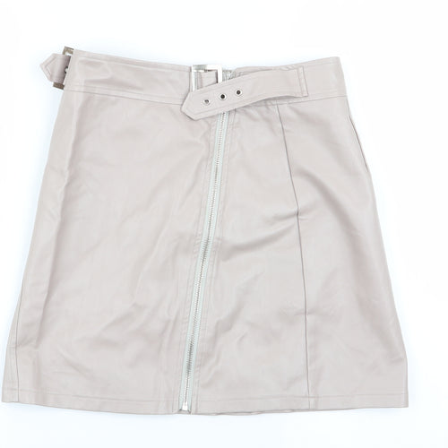 Boohoo Womens Beige   Flare Skirt Size 8