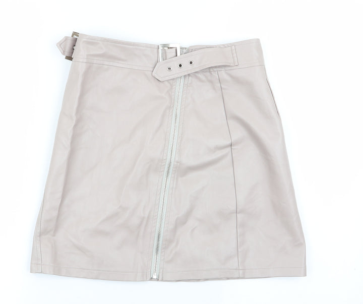 Boohoo Womens Beige   Flare Skirt Size 8