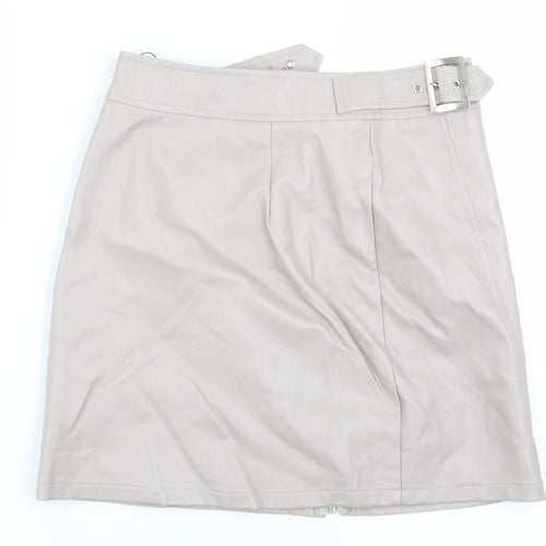 Boohoo Womens Beige   Flare Skirt Size 8
