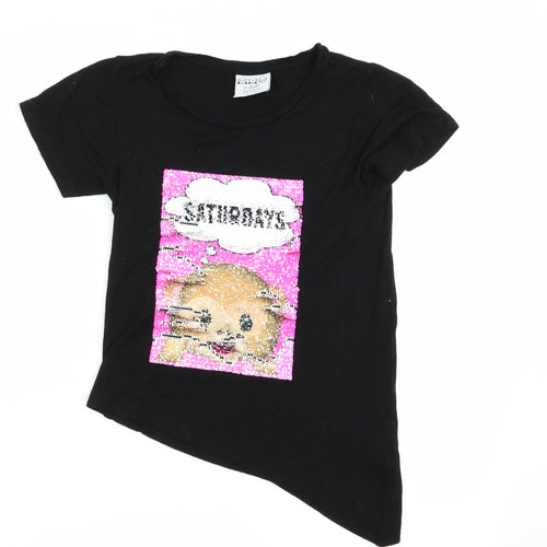 Primark Girls Black   Basic T-Shirt Size 7-8 Years