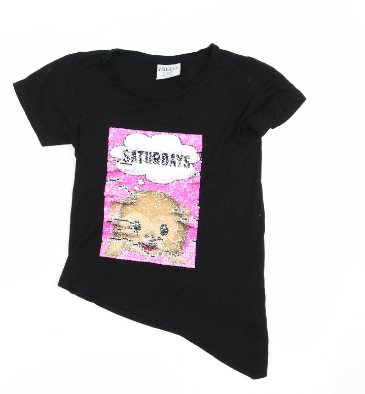 Primark Girls Black   Basic T-Shirt Size 7-8 Years