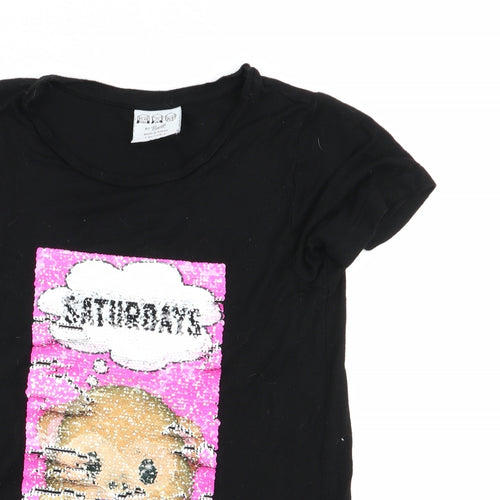 Primark Girls Black   Basic T-Shirt Size 7-8 Years